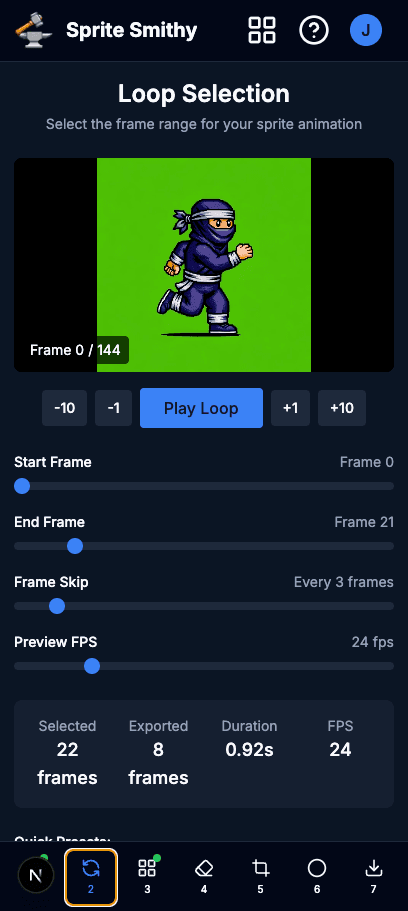 Sprite Smithy Tool Screenshot - Mobile